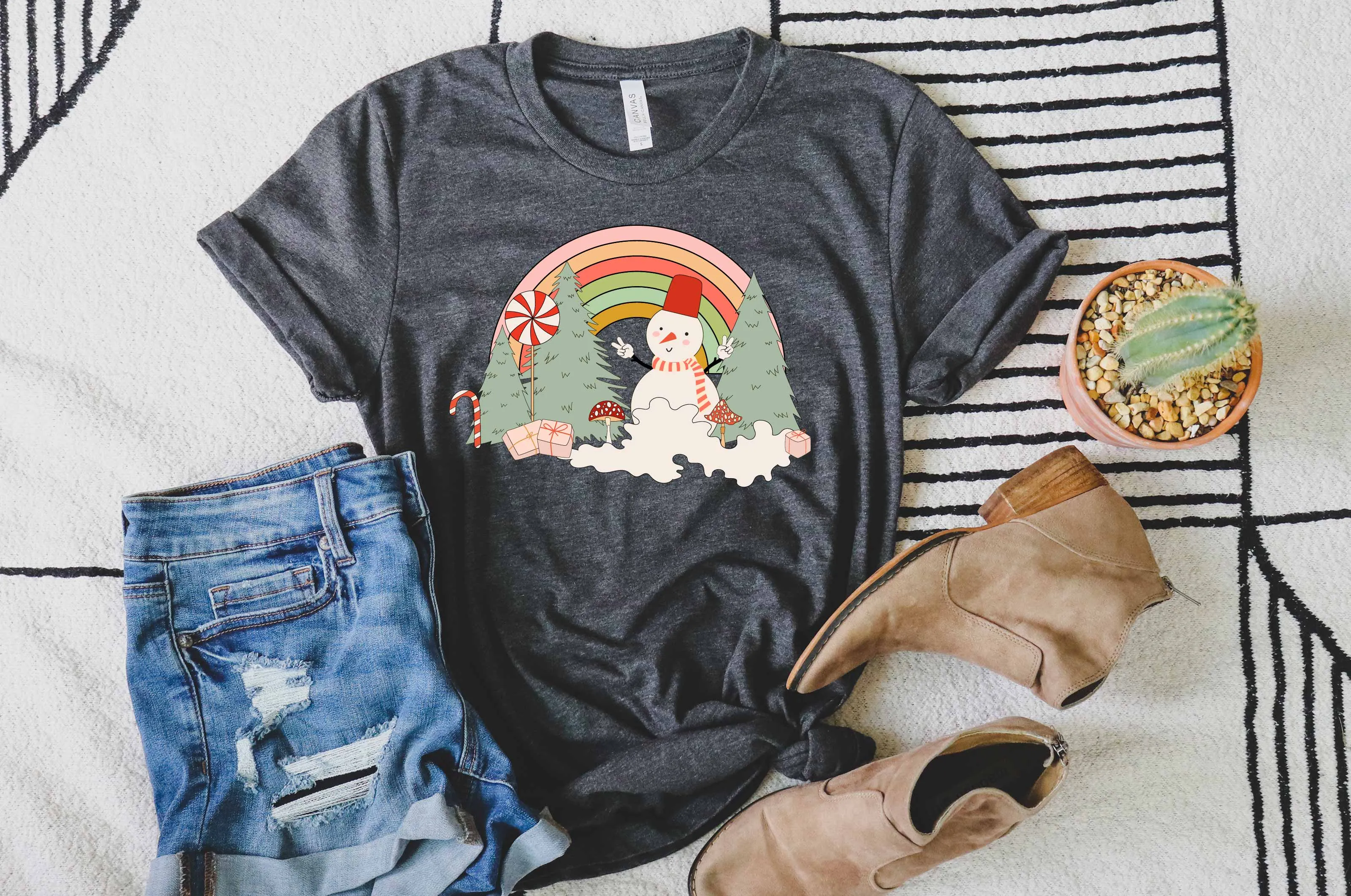 Retro Rainbow Christmas Shirt | Unisex Crew
