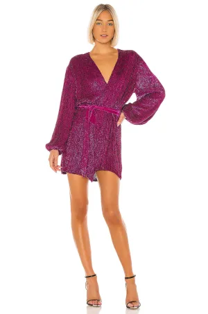 RETROFETE Women's Magenta Sequined Gabrielle Robe Dress $615 NWT