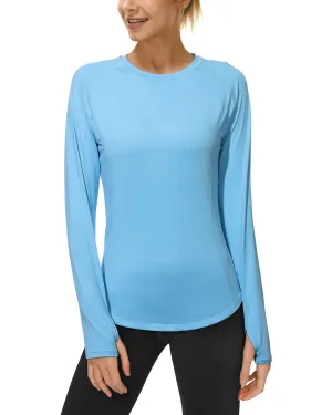 Roadbox Women's Long Sleeve UV Sun Shirts UPF 50  Workout Swim Rash Guard Tops