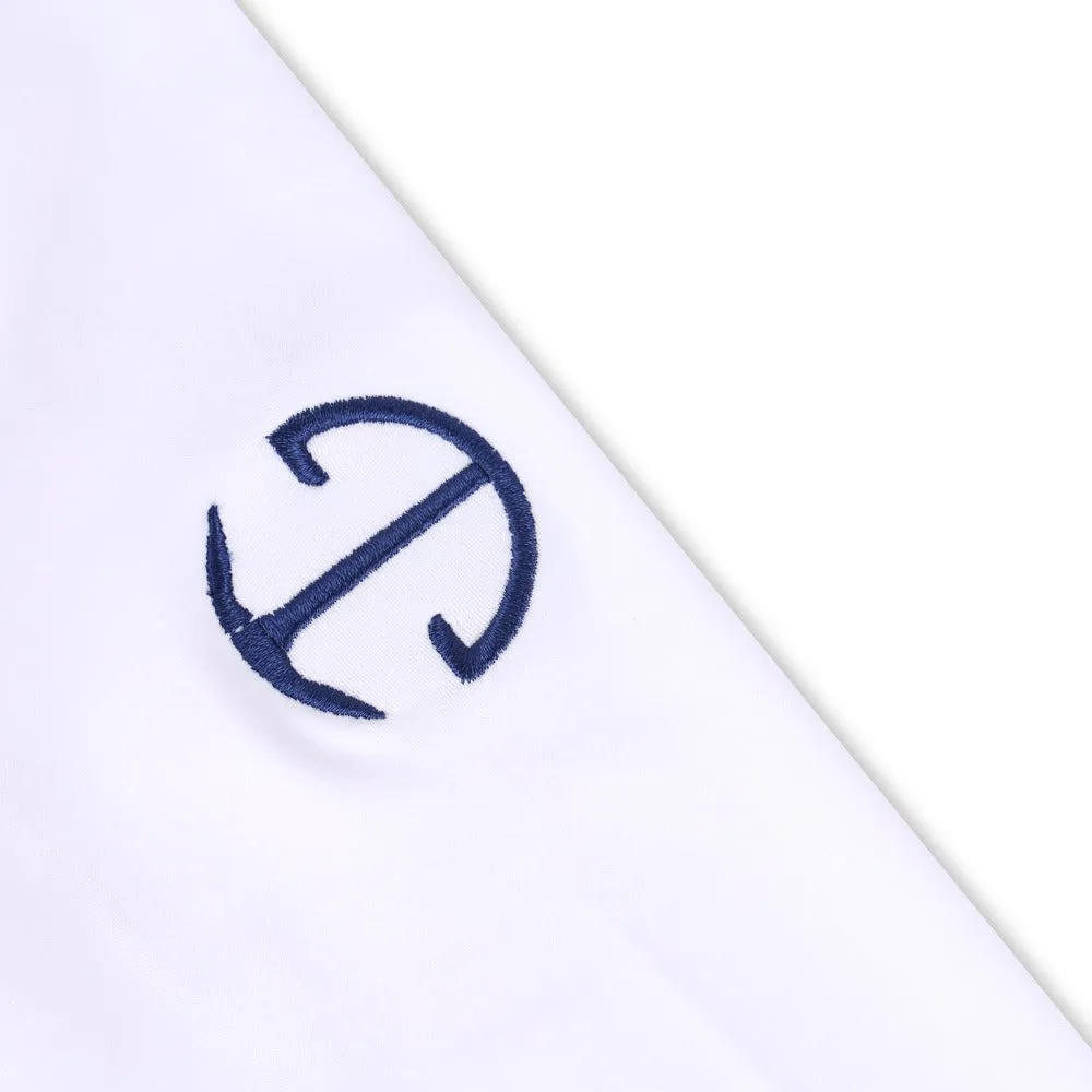 Roxana - White & Cadet Blue Long Sleeve Riding Shirt