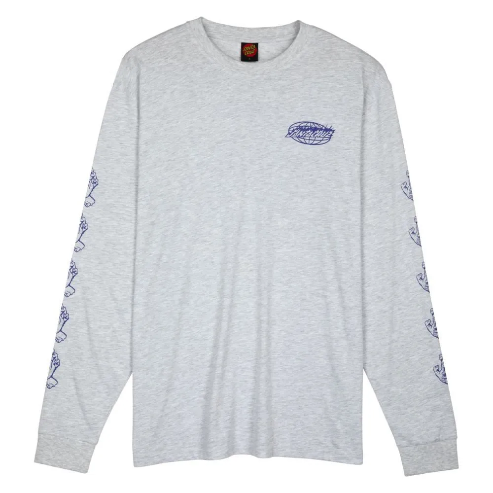Santa Cruz L/S T-Shirt Global Flame Dot Mono - Athletic Heather