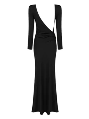Sexy Long Sleeve Backless Sequined Long Dress
