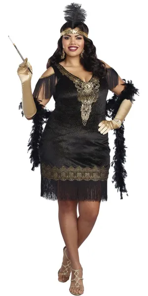 Sexy Plus Size Swanky Flapper Women's Costume
