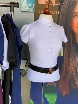 Short Sleeve Gianna Shirt with Gold Icon Buttons