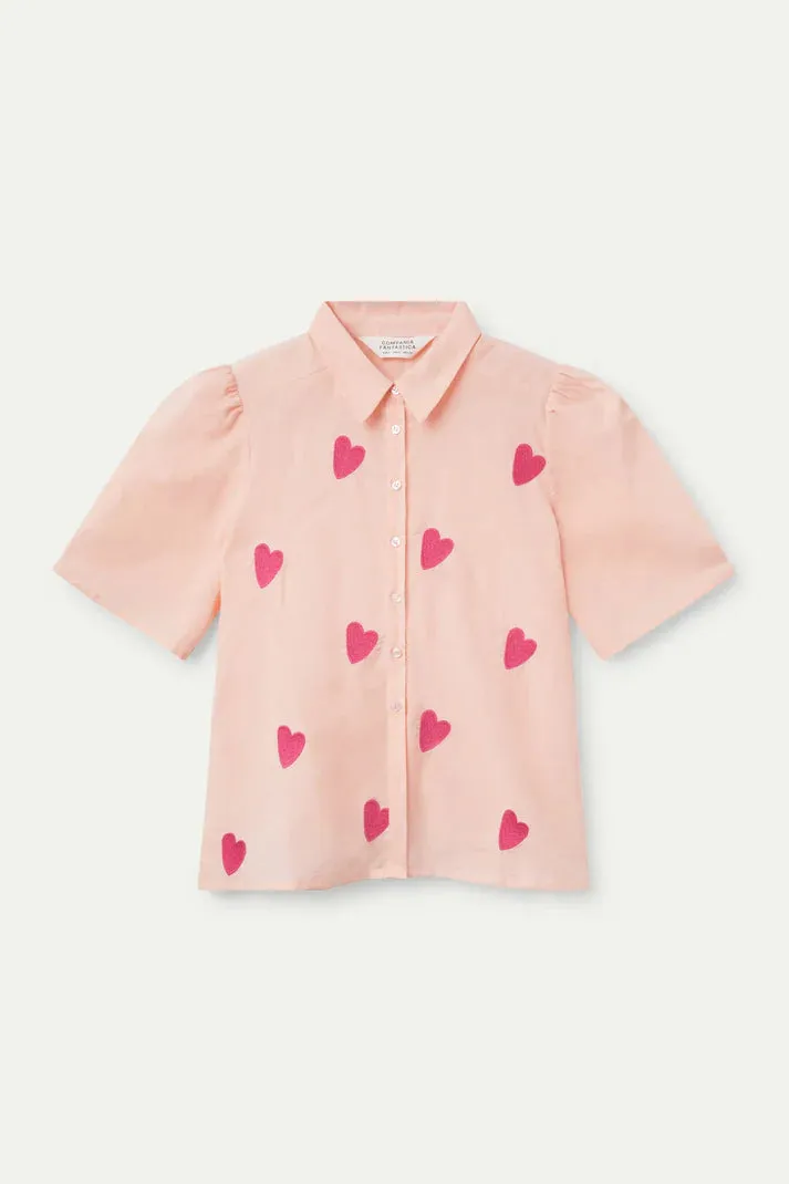 Short Sleeve Heart Print Shirt