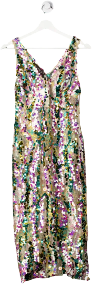 siedres Multicoloured Rhode - V-neck Sheer Sequined Dress UK XS