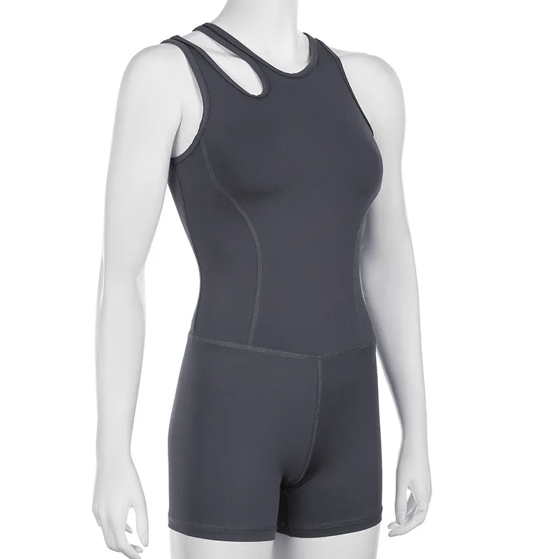Slit Strap Quick Dry Sporty Romper