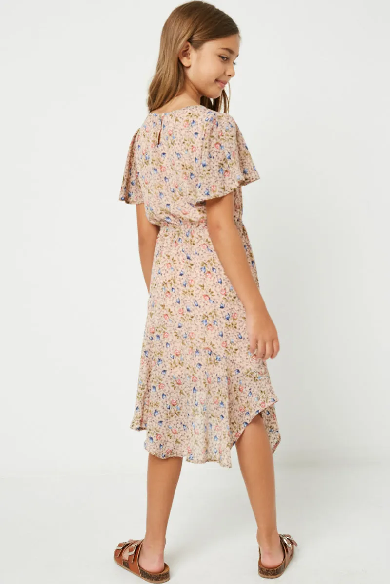Smock Waist Asymmetric Hem Dress