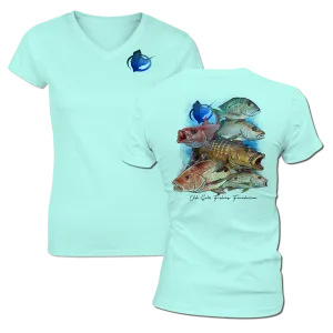 Snapper Frenzy Ladies Short Sleeve V-Neck Performance Shirt