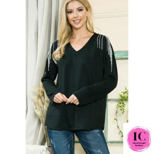 So Obsessed With Me Black Sequin Top