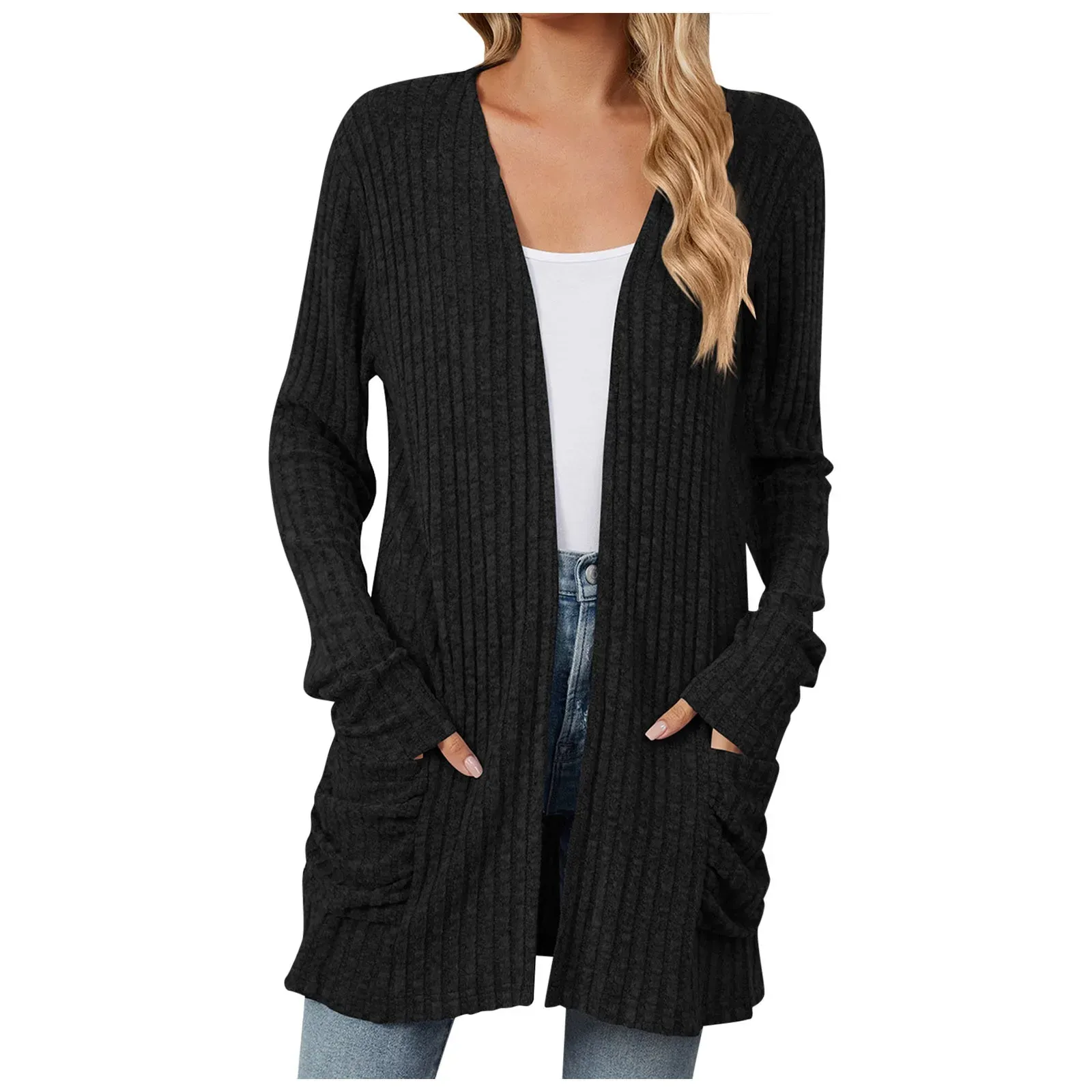 Solid Color Boho-Inspired Crochet Cardigan – Lightweight 3/4 Sleeve Kimono Style for Casual Chic Layering and Comfort