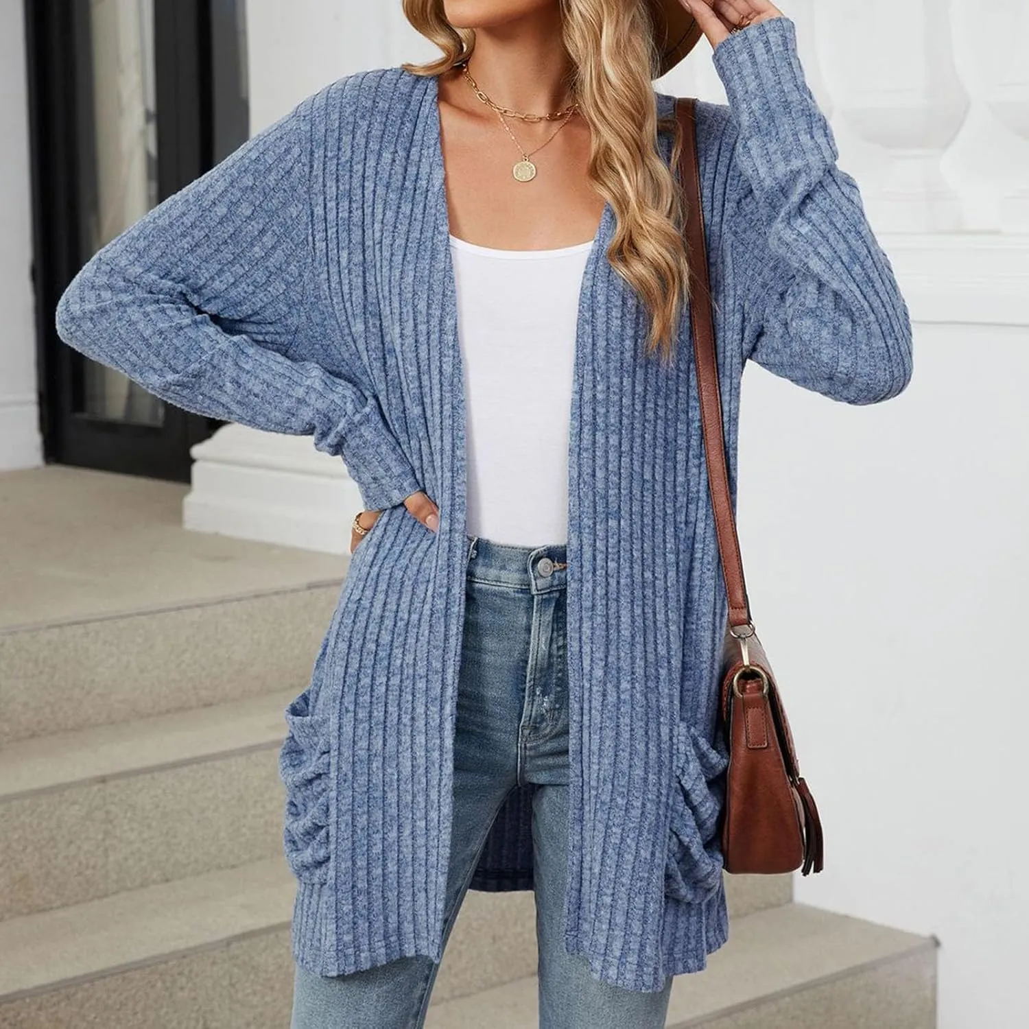 Solid Color Boho-Inspired Crochet Cardigan – Lightweight 3/4 Sleeve Kimono Style for Casual Chic Layering and Comfort