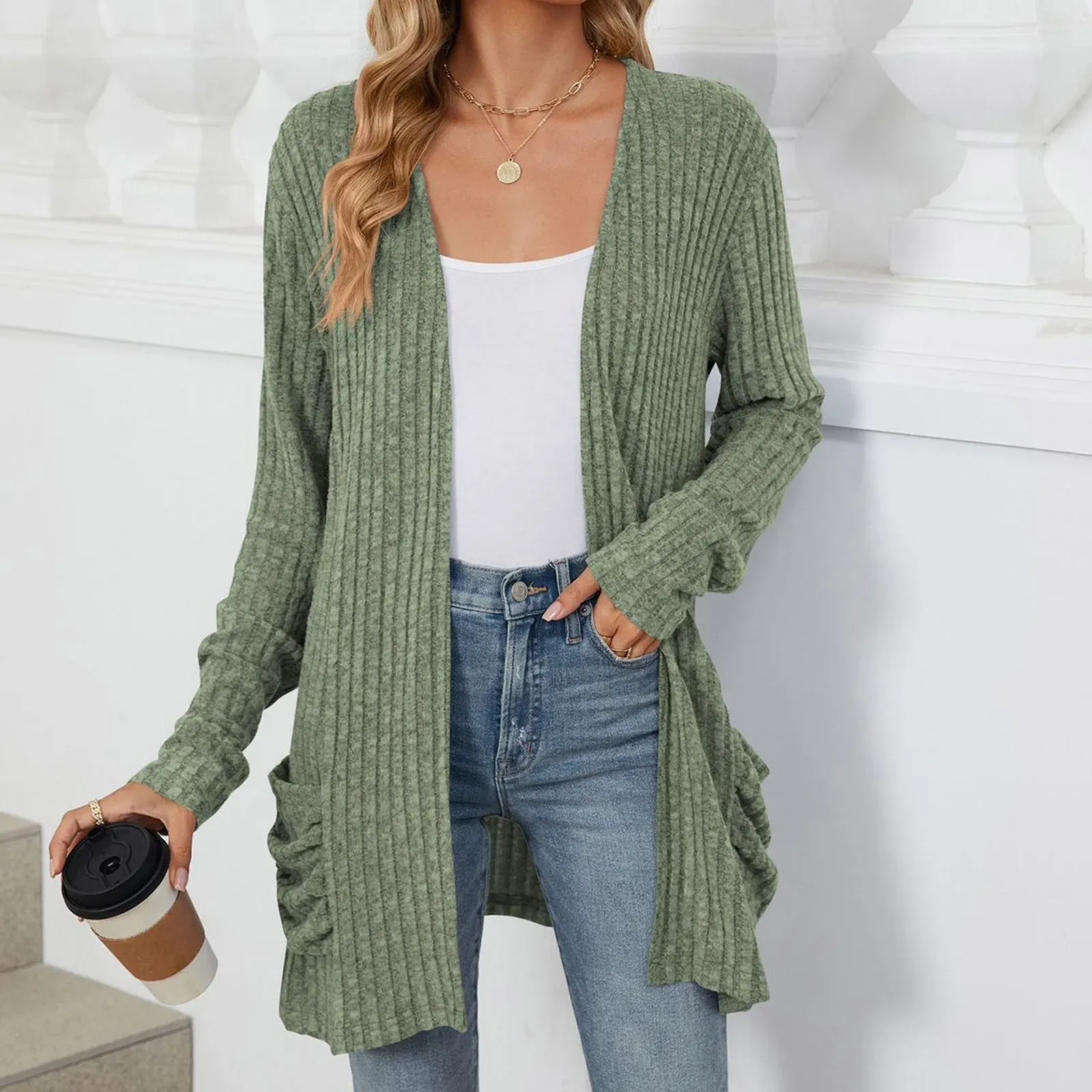 Solid Color Boho-Inspired Crochet Cardigan – Lightweight 3/4 Sleeve Kimono Style for Casual Chic Layering and Comfort