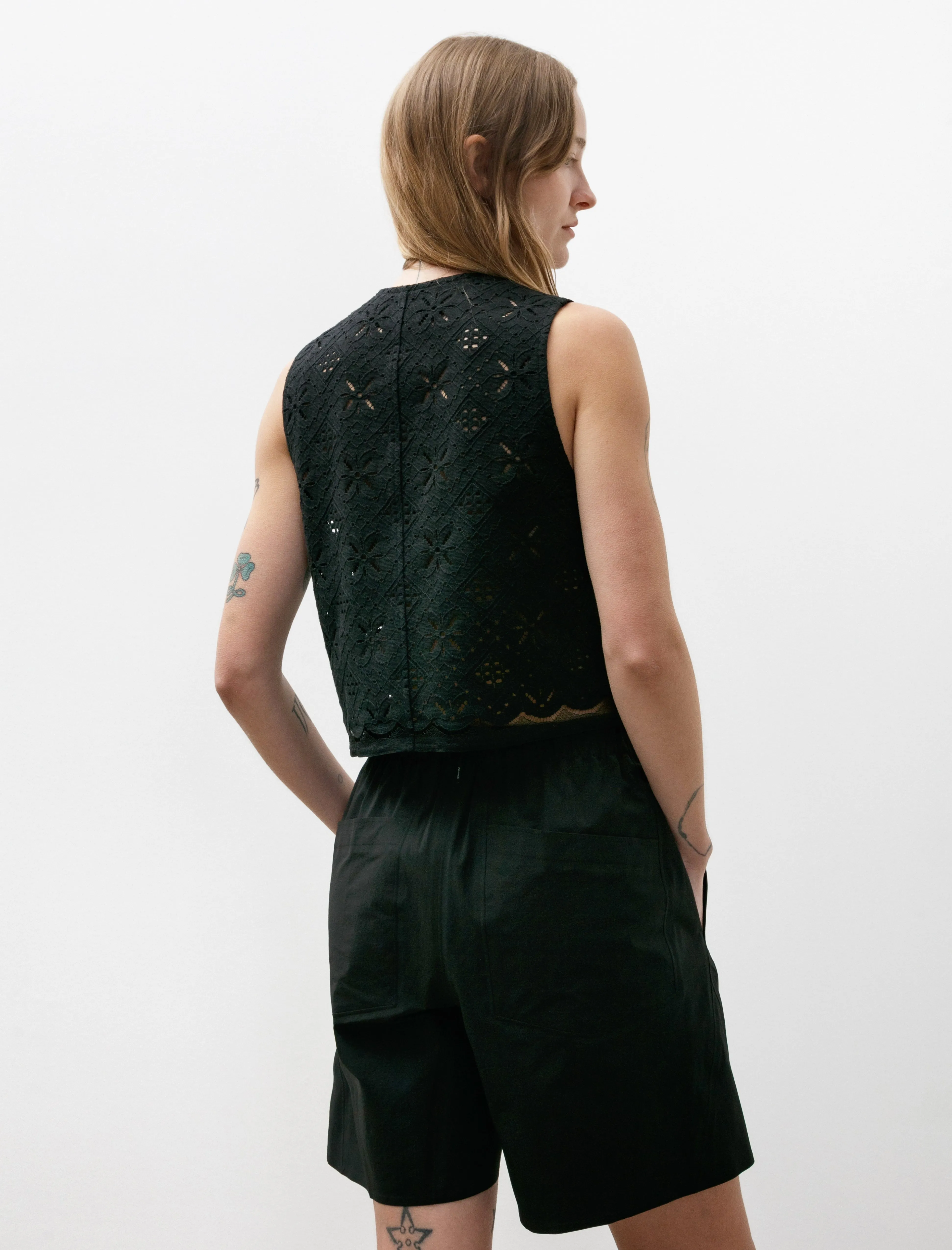Starburst Eyelet Vest Black