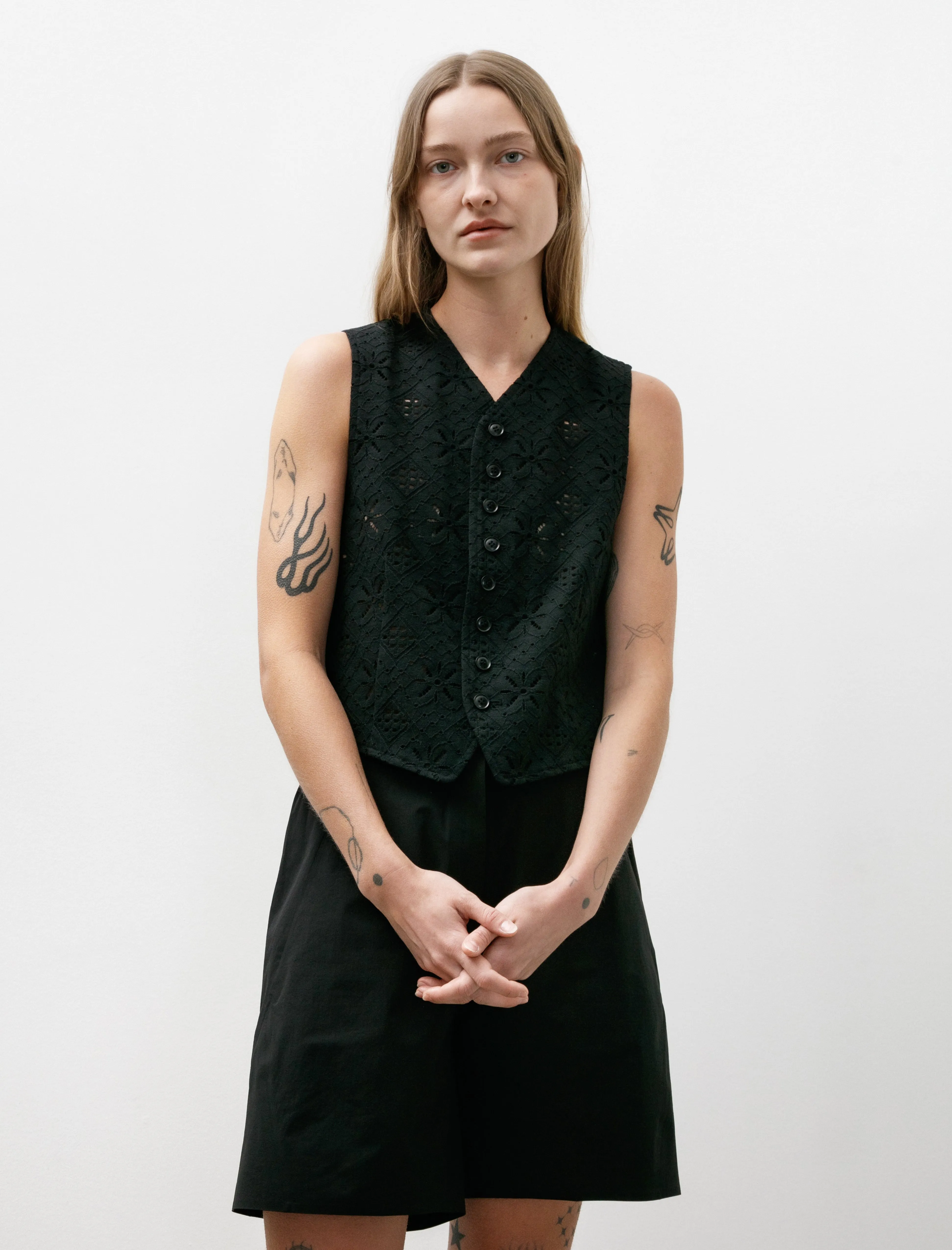 Starburst Eyelet Vest Black