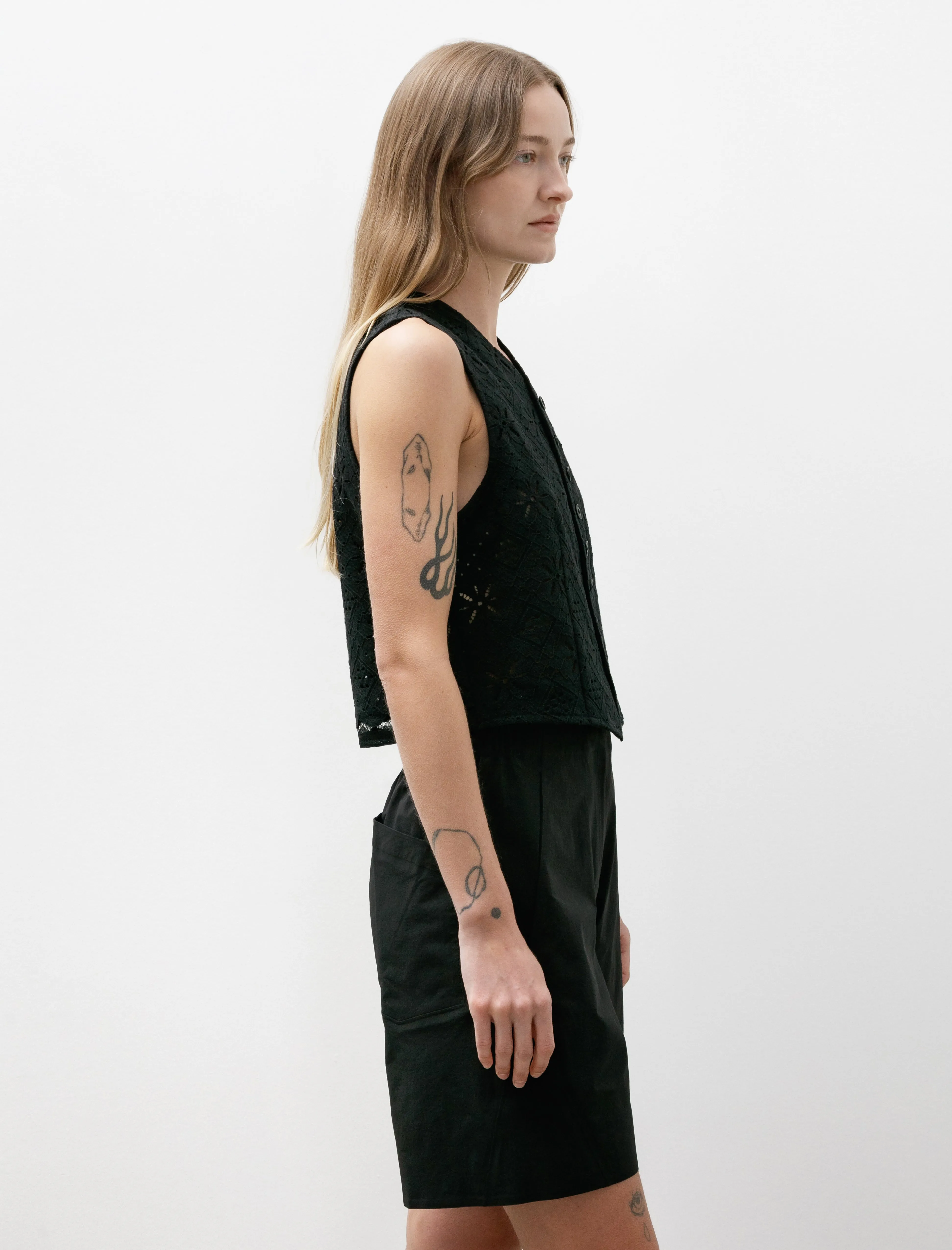Starburst Eyelet Vest Black