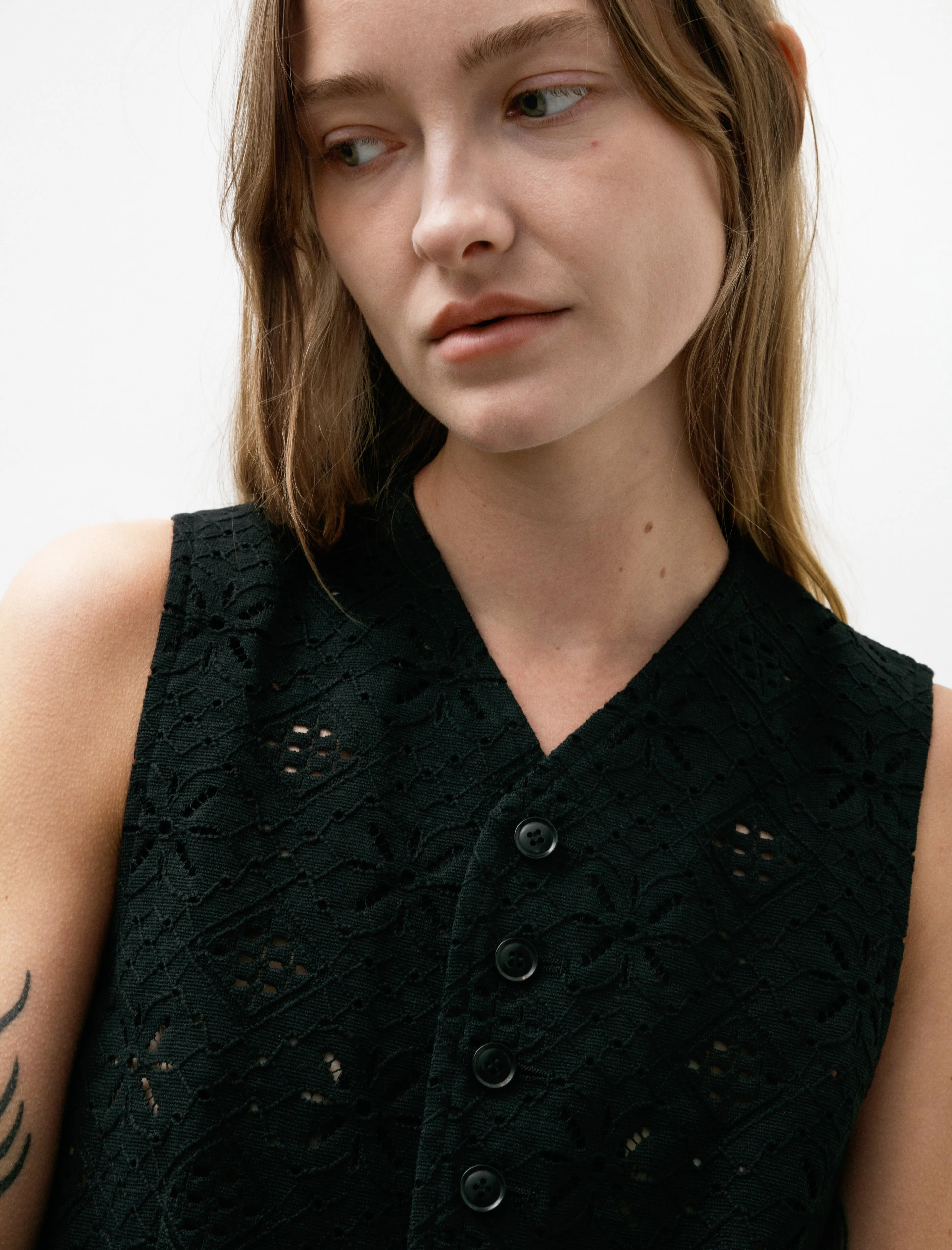 Starburst Eyelet Vest Black