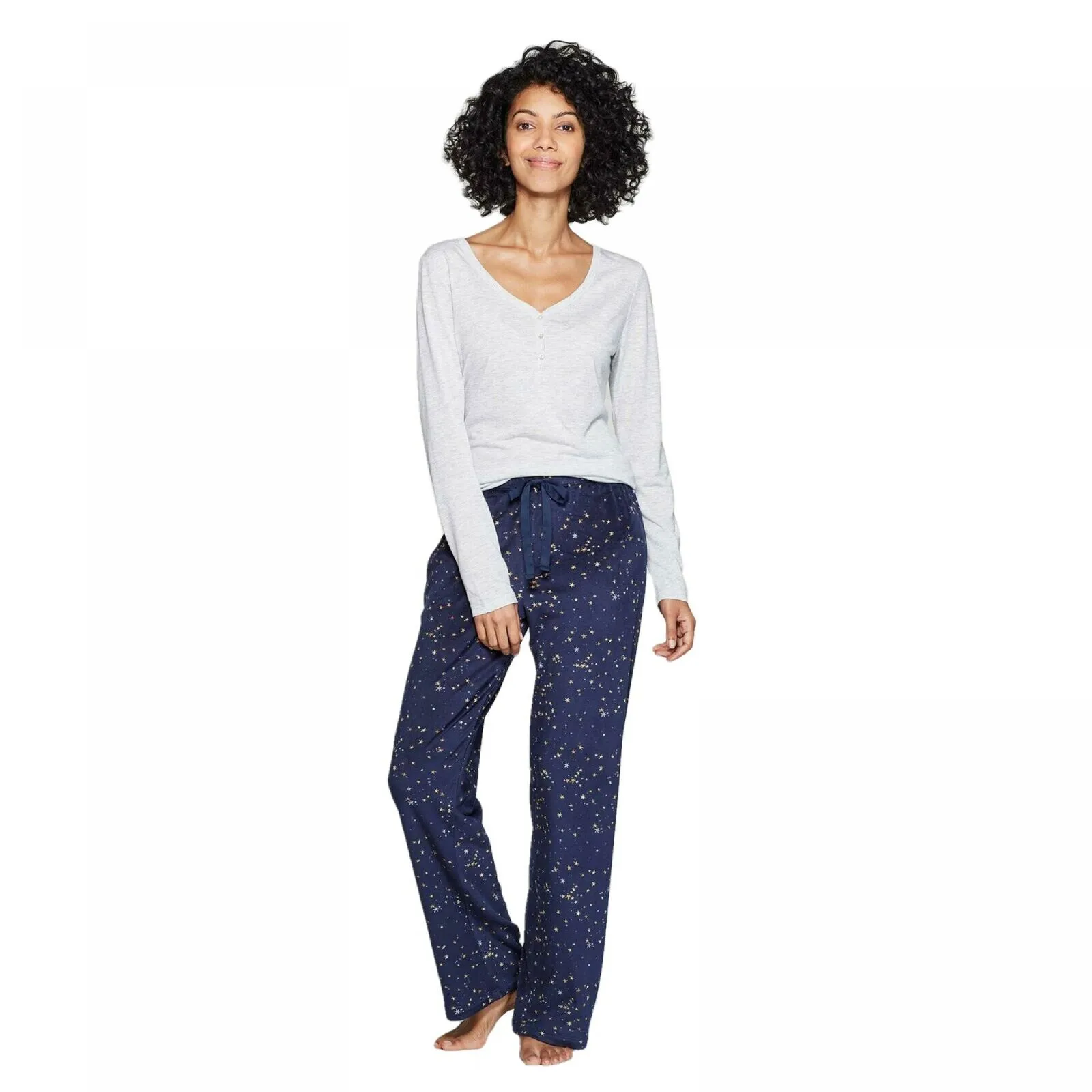 Stars Above Women's Star Print Henley Sleep Pajama Set