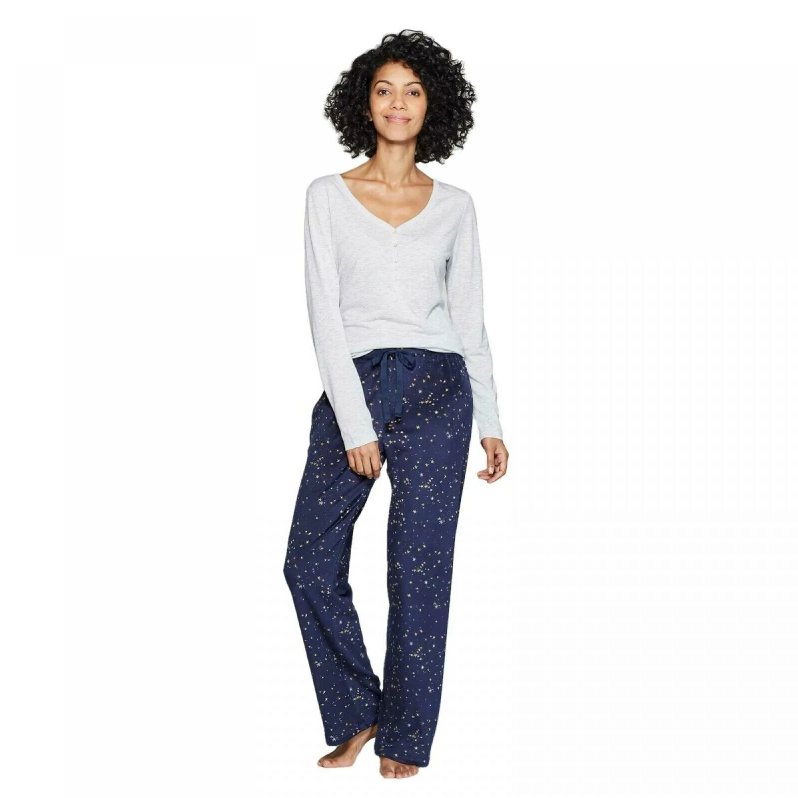 Stars Above Women's Star Print Henley Sleep Pajama Set