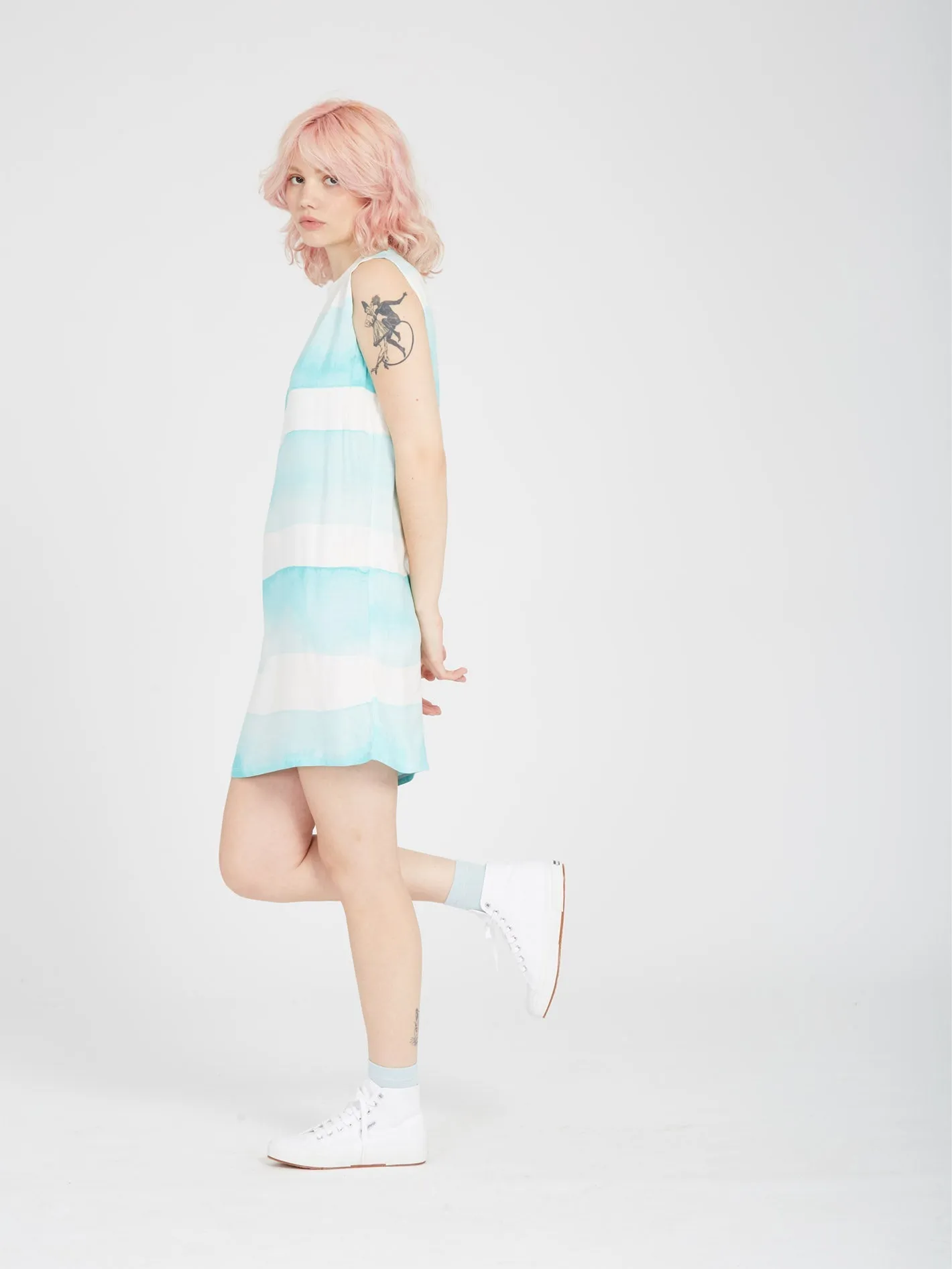 Stay Stripes Dress - PALE AQUA