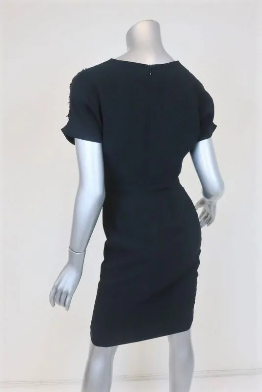 Stella McCartney Dress Navy/Black Sequined Ombre Chiffon Size 38 Short Sleeve