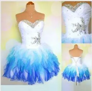 Sweetheart Organza Dresses- Beaded Crystals Gowns