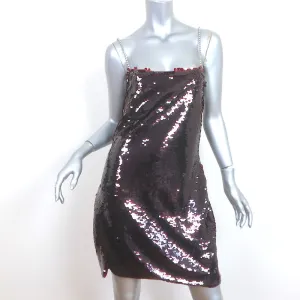 The Attico Fujiko Sequined Mini Dress Cherry Red Size 44 NEW