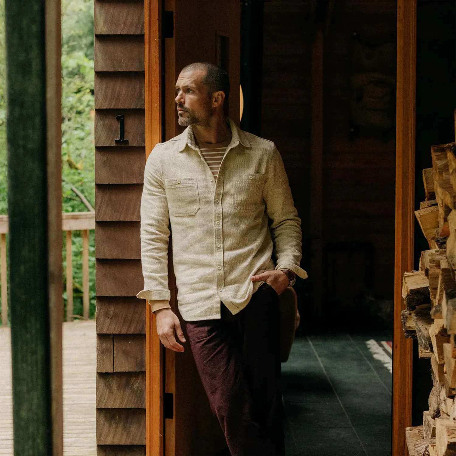 The Utility Shirt in Natural Sashiko