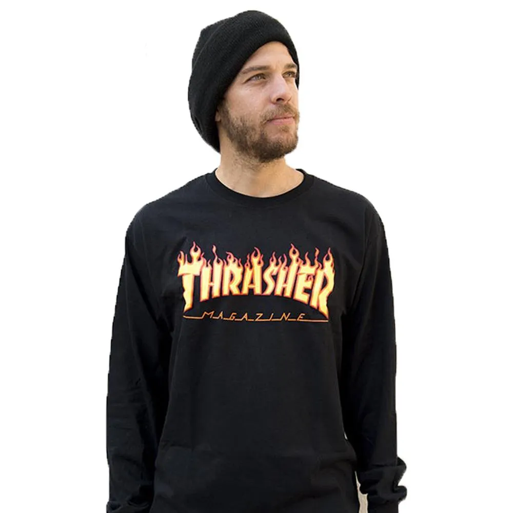 Thrasher Flame Logo Mens Long Sleeve Shirts