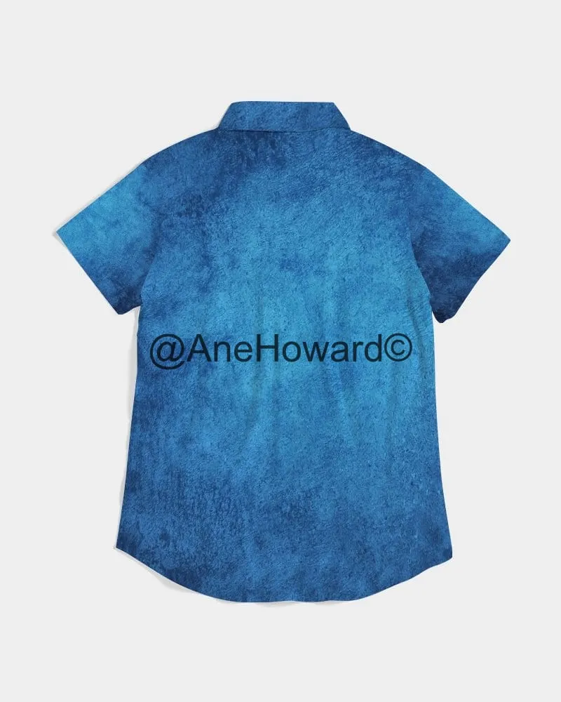 True Blue Women's Short Sleeve Button Up