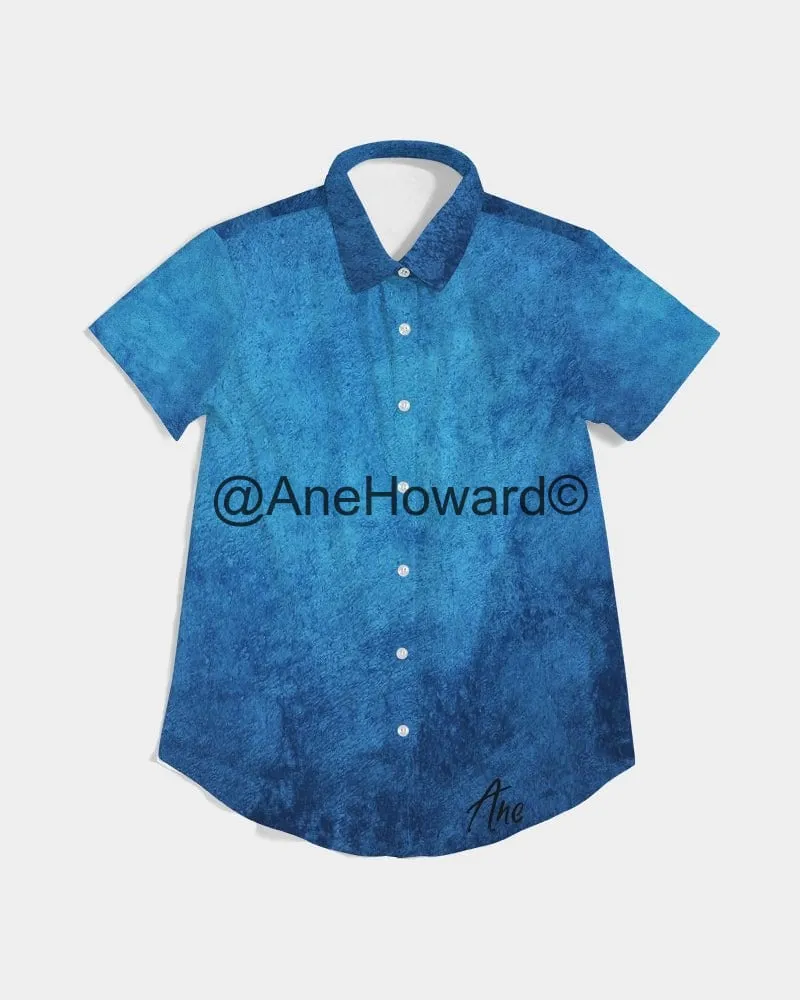 True Blue Women's Short Sleeve Button Up