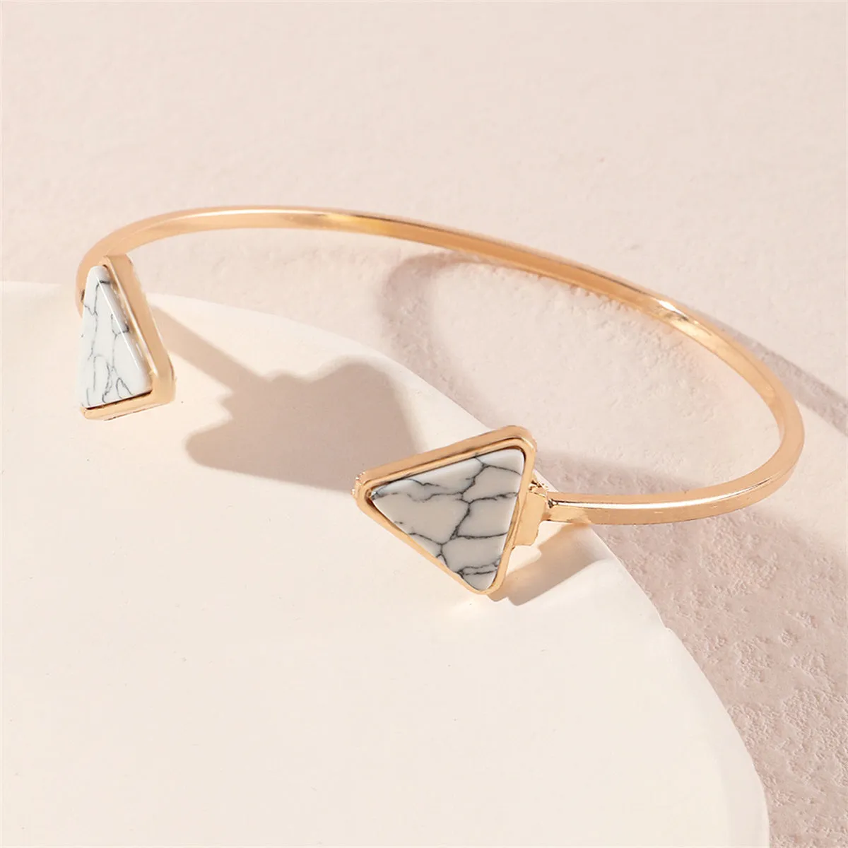 Turquoise & 18K Gold-Plated Triangle Cuff