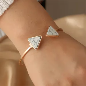 Turquoise & 18K Gold-Plated Triangle Cuff