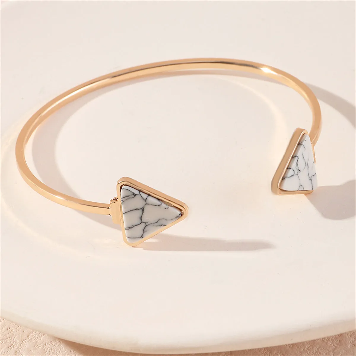 Turquoise & 18K Gold-Plated Triangle Cuff