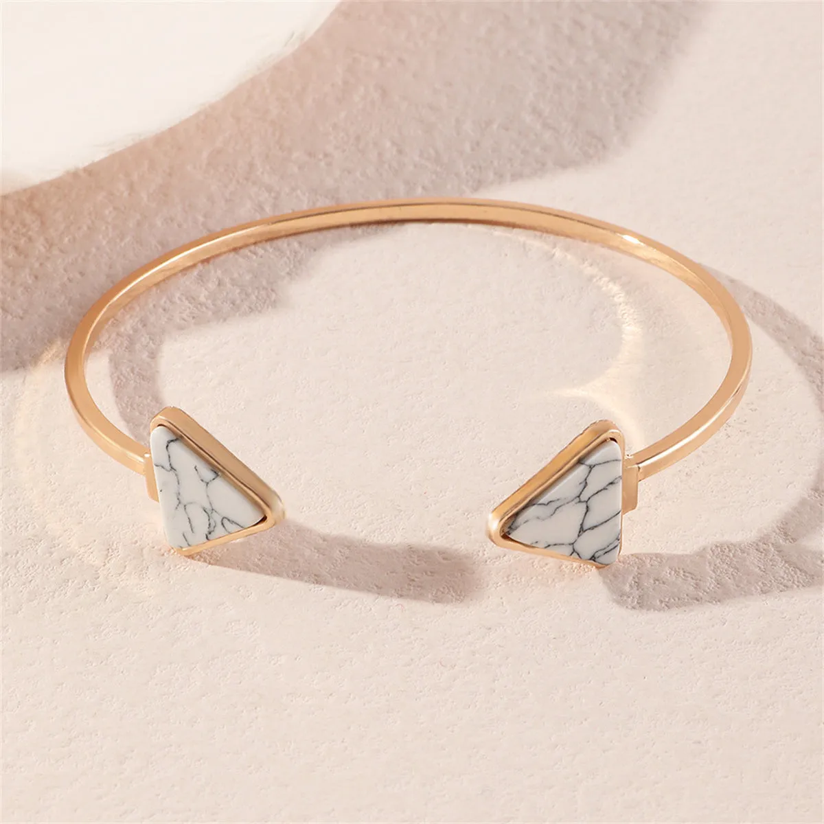 Turquoise & 18K Gold-Plated Triangle Cuff