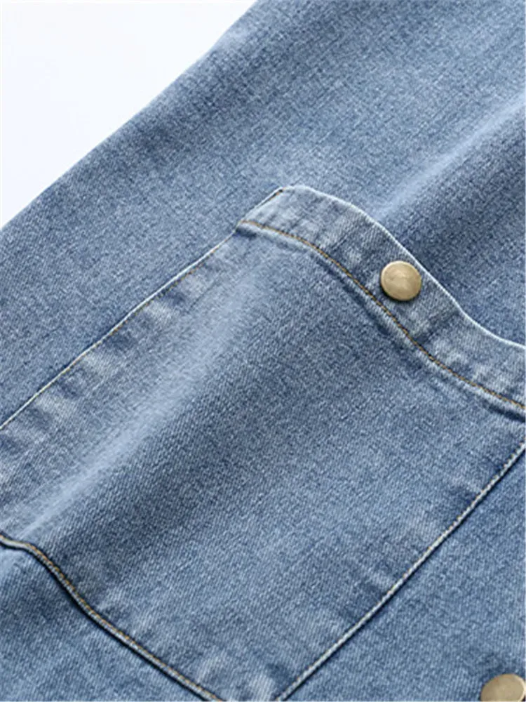 Uniwim Plus Size Women's Clothing Vests Spring And Autumn Sandwashed Softened Denim Fabrics Sleeveless Jacket And Pockets On Both Sides