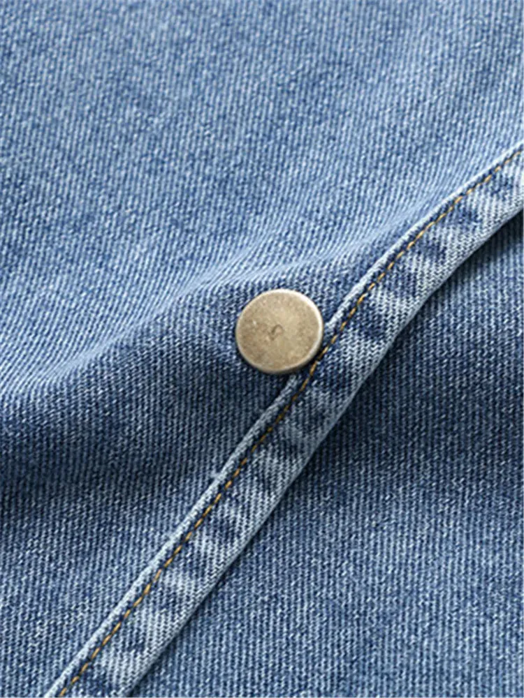 Uniwim Plus Size Women's Clothing Vests Spring And Autumn Sandwashed Softened Denim Fabrics Sleeveless Jacket And Pockets On Both Sides