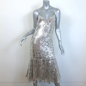 Veronica Beard Mykola Sequined Midi Dress Silver Size 0 NEW