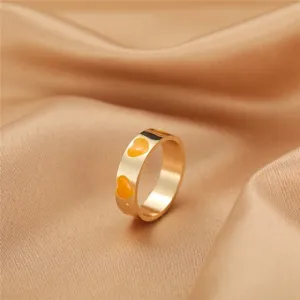 Vintage Double Layer Heart Enamel Ring  Dripping Oil Color Contrast Opening Metal Ring Couple Jewelry