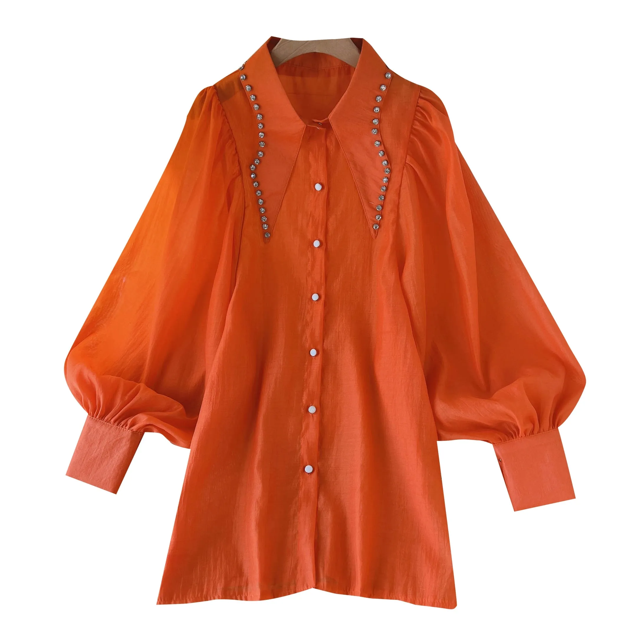 Vintage Long Sleeve Crop Top Blouse