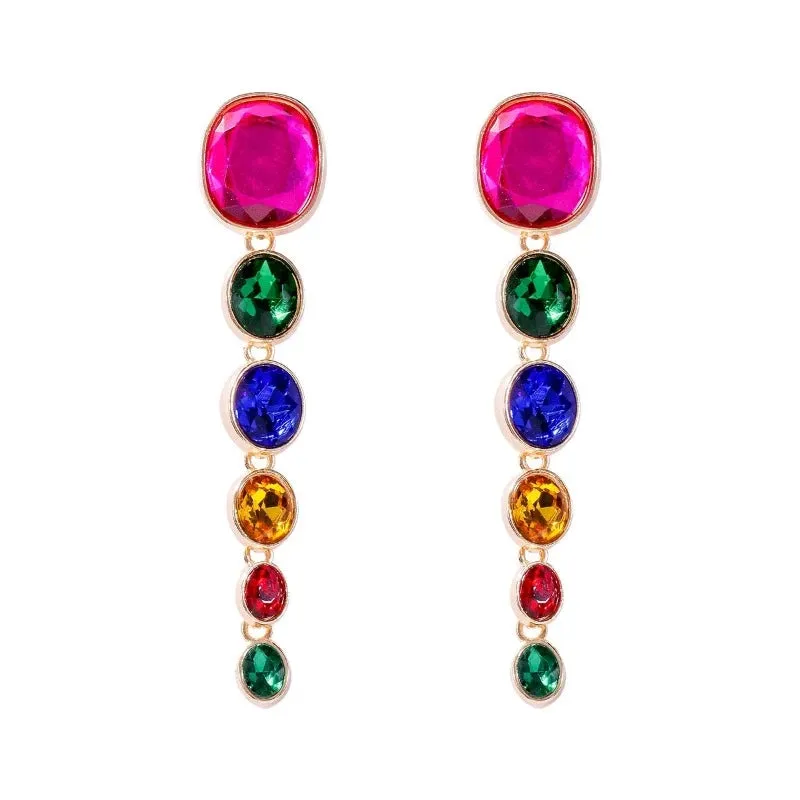 Vintage Transparent Resin Drop Earrings Oval Tassel for Women Jewelry