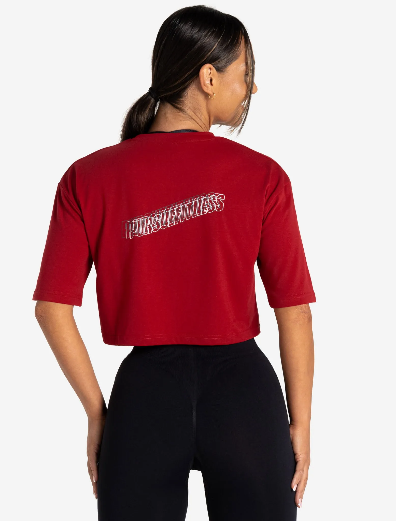 Wave Crop T-Shirt - Maroon