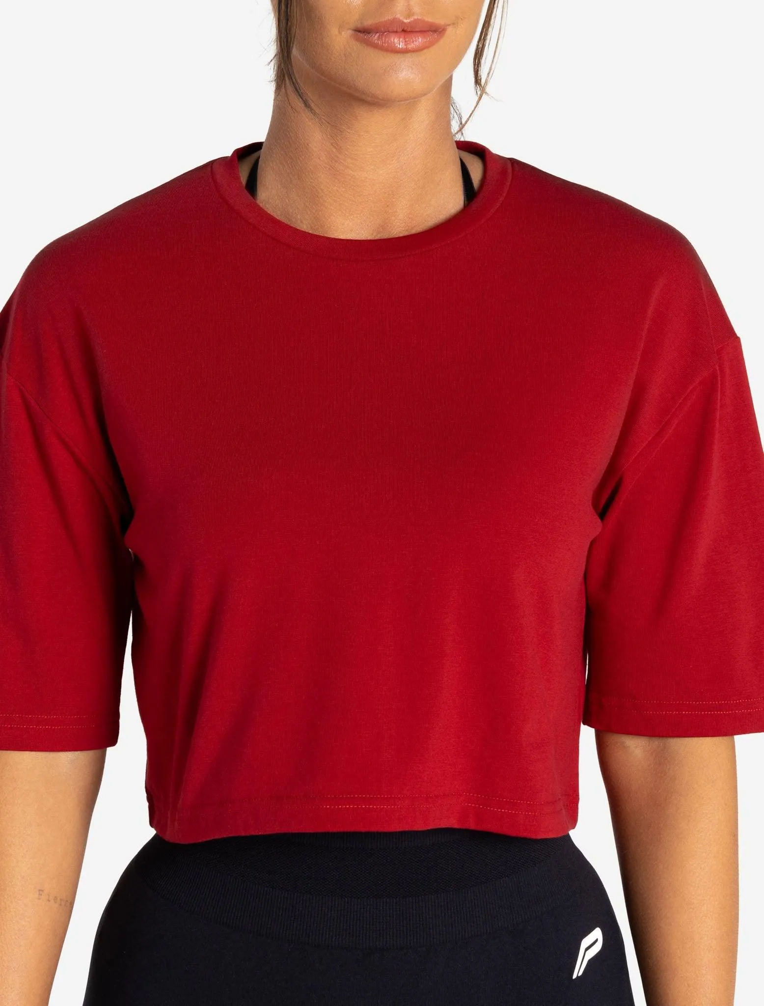 Wave Crop T-Shirt - Maroon