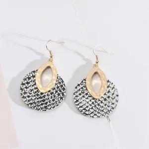 White Polyurethane & 18K Gold-Plated Snake-Print Pear Round Drop Earrings