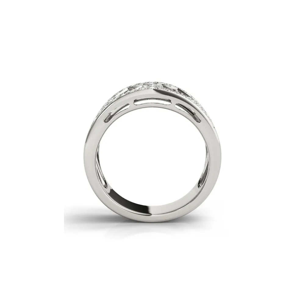 Wide Pavé Diamond Band with Triangle Clusters