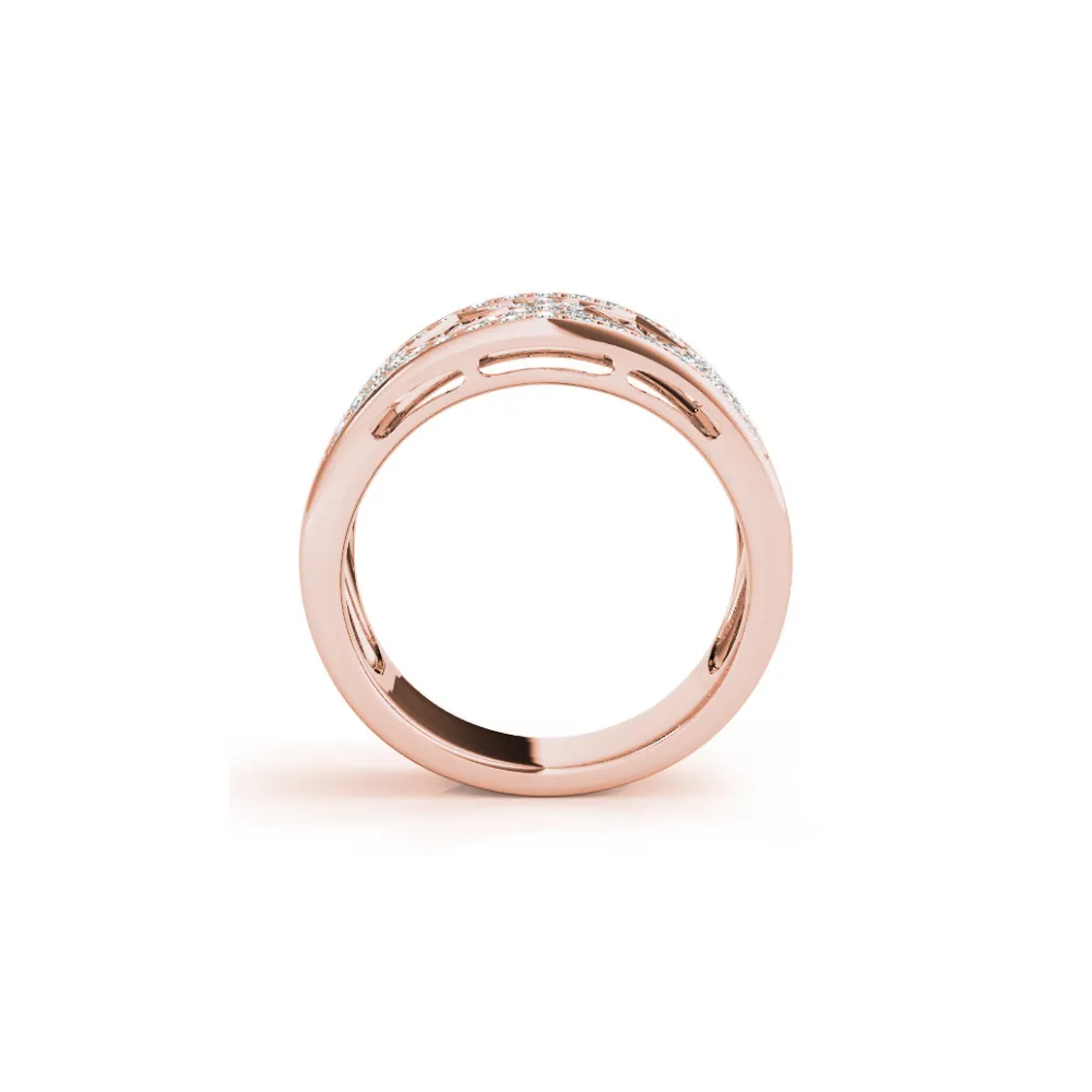 Wide Pavé Diamond Band with Triangle Clusters