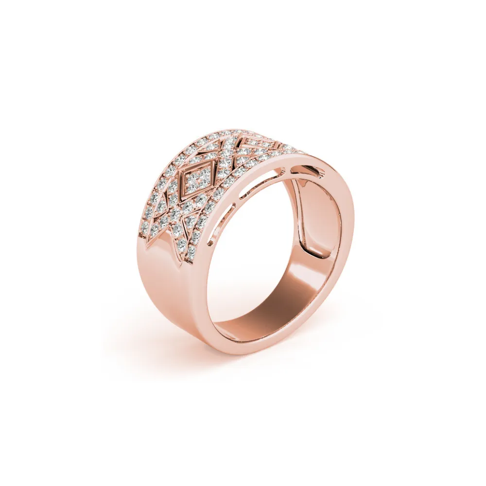 Wide Pavé Diamond Band with Triangle Clusters