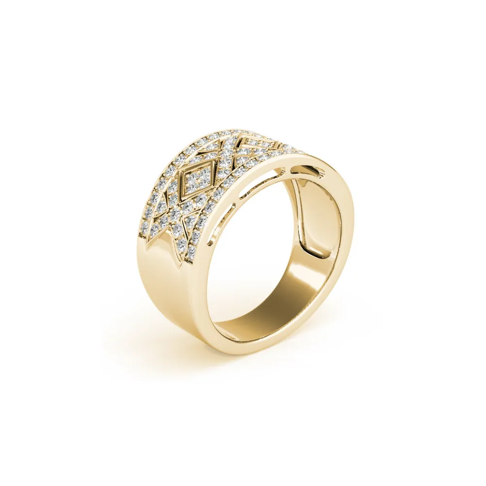 Wide Pavé Diamond Band with Triangle Clusters