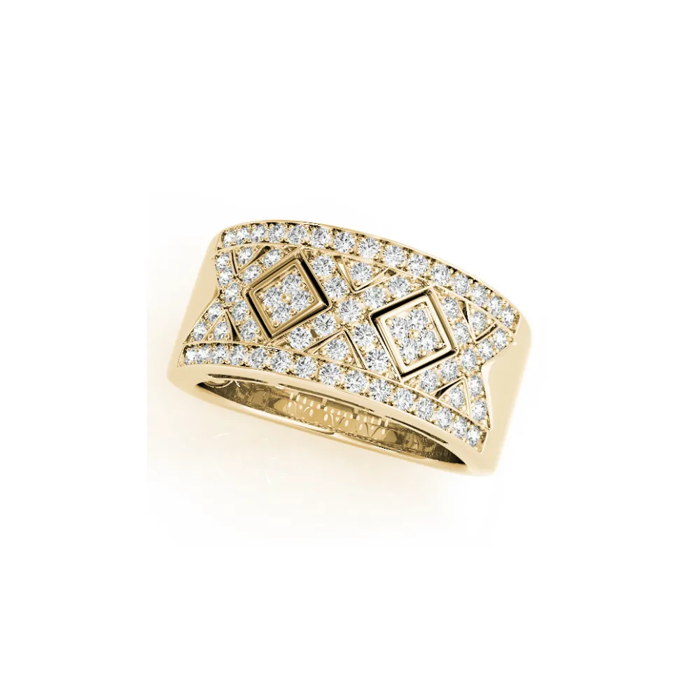 Wide Pavé Diamond Band with Triangle Clusters
