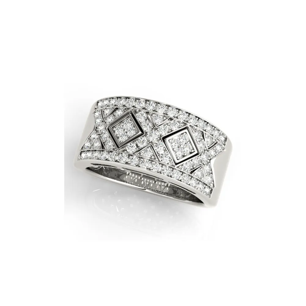 Wide Pavé Diamond Band with Triangle Clusters